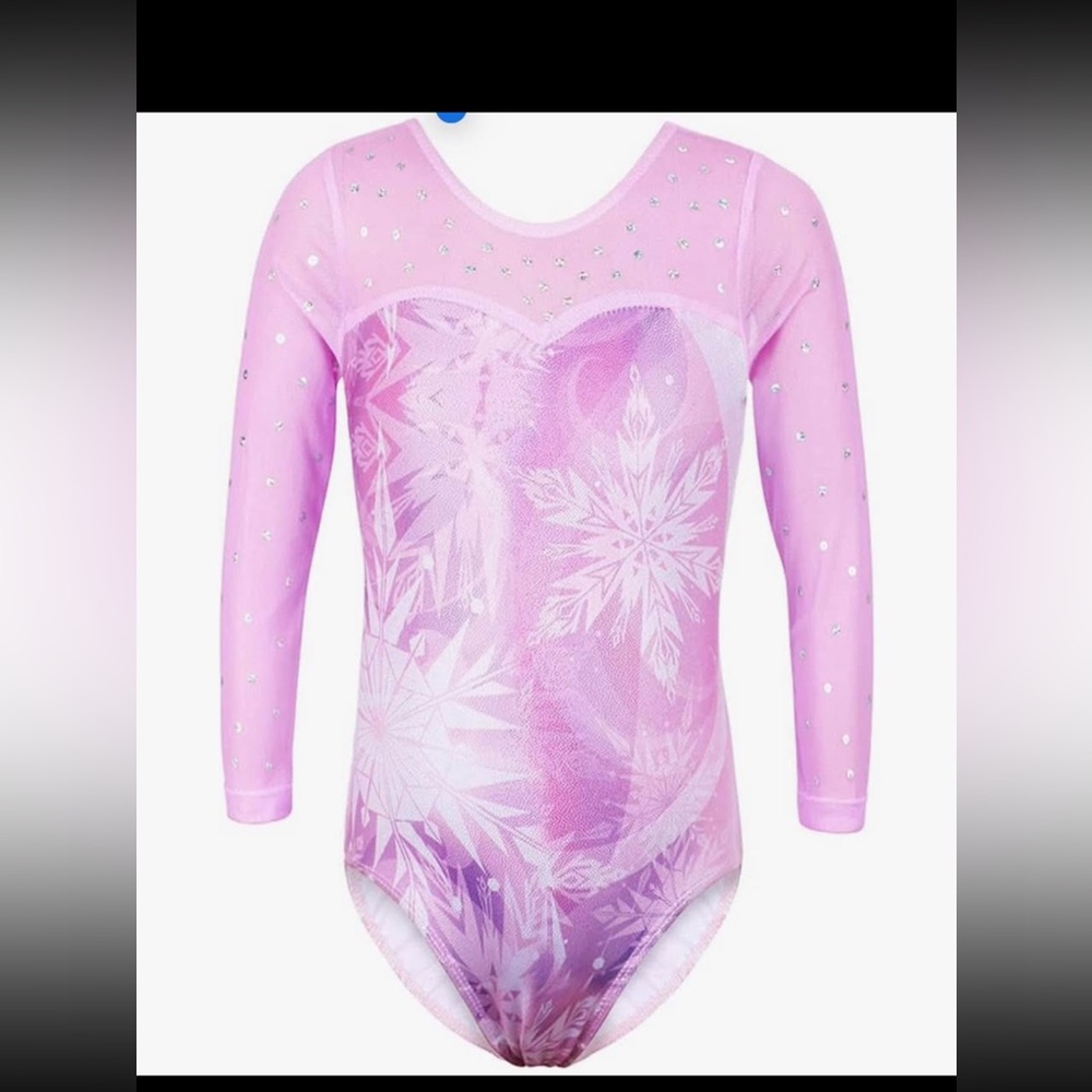 Pink Snowflake Long Sleeve Leotard